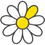 Logo seul Marguerite avec un pétal jaune